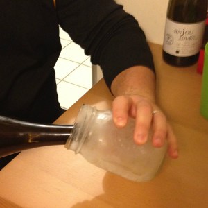 I didn't take pictures of the beer because I'm embarrassed by my selection of glasses, Yes, that's Justin pouring beer in to a mason jar.