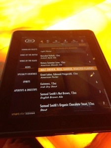 The drink menu comes on an iPad!